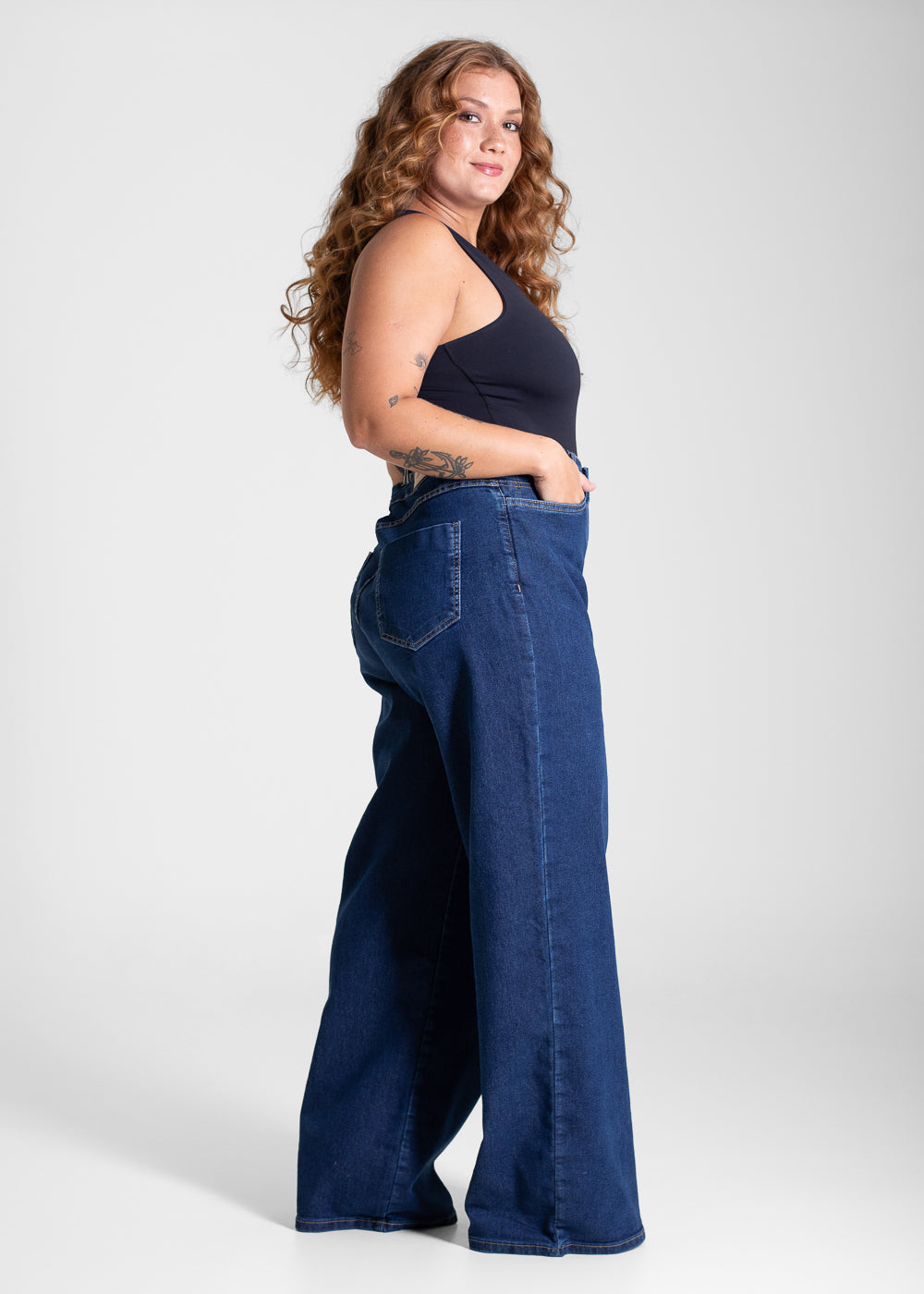 Calça Jeans Sawary Plus Size Wide Leg - 283244 AZUL