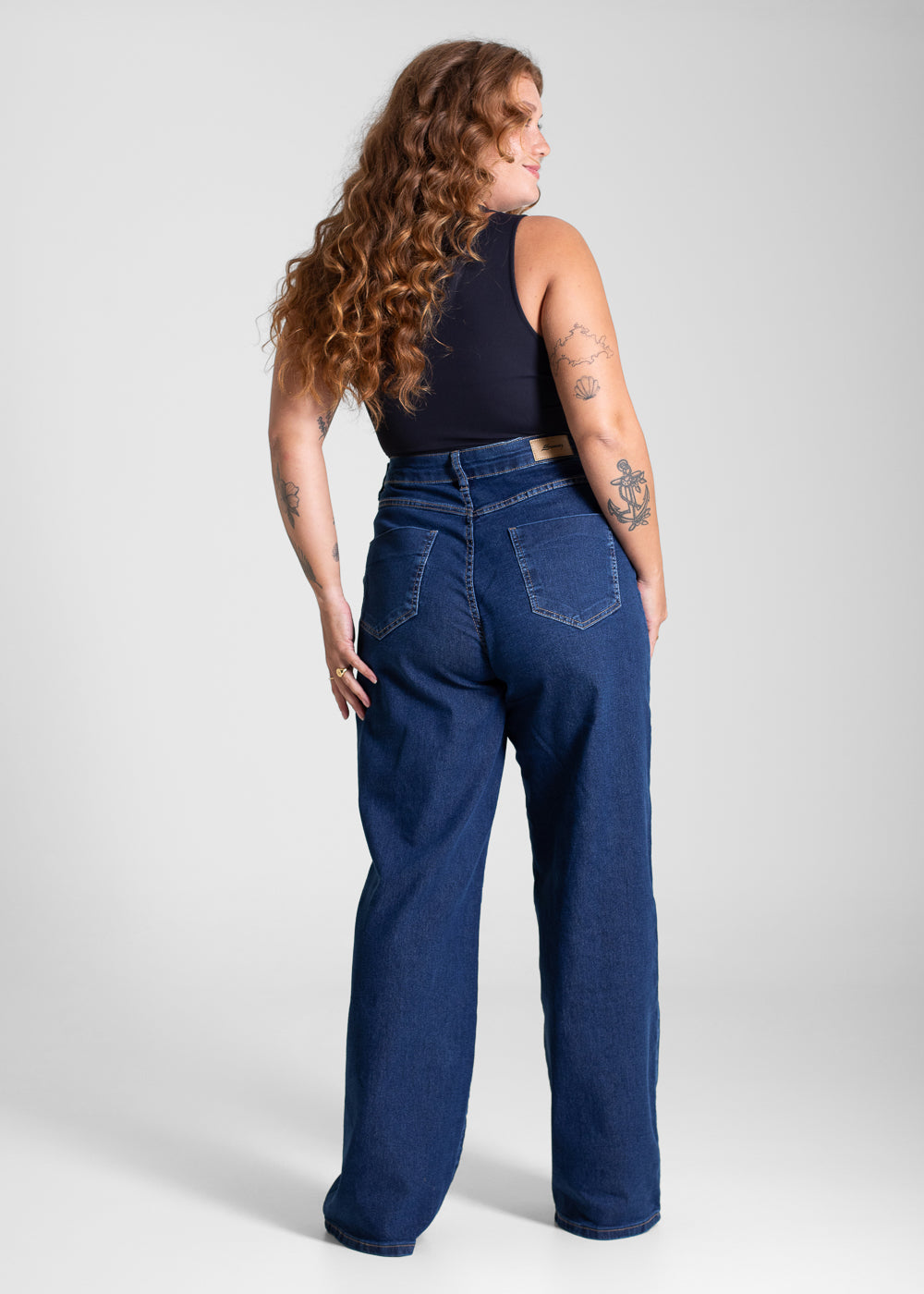 Calça Jeans Sawary Plus Size Wide Leg - 283244 AZUL
