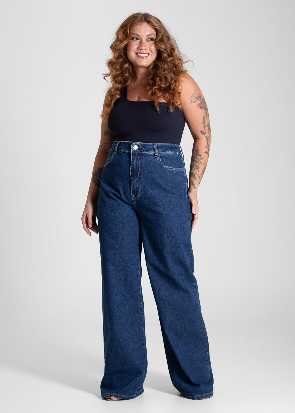 Calça Jeans Sawary Plus Size Wide Leg - 283250 AZUL