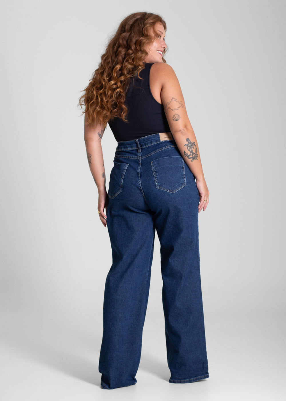 Calça Jeans Sawary Plus Size Wide Leg - 283250 AZUL