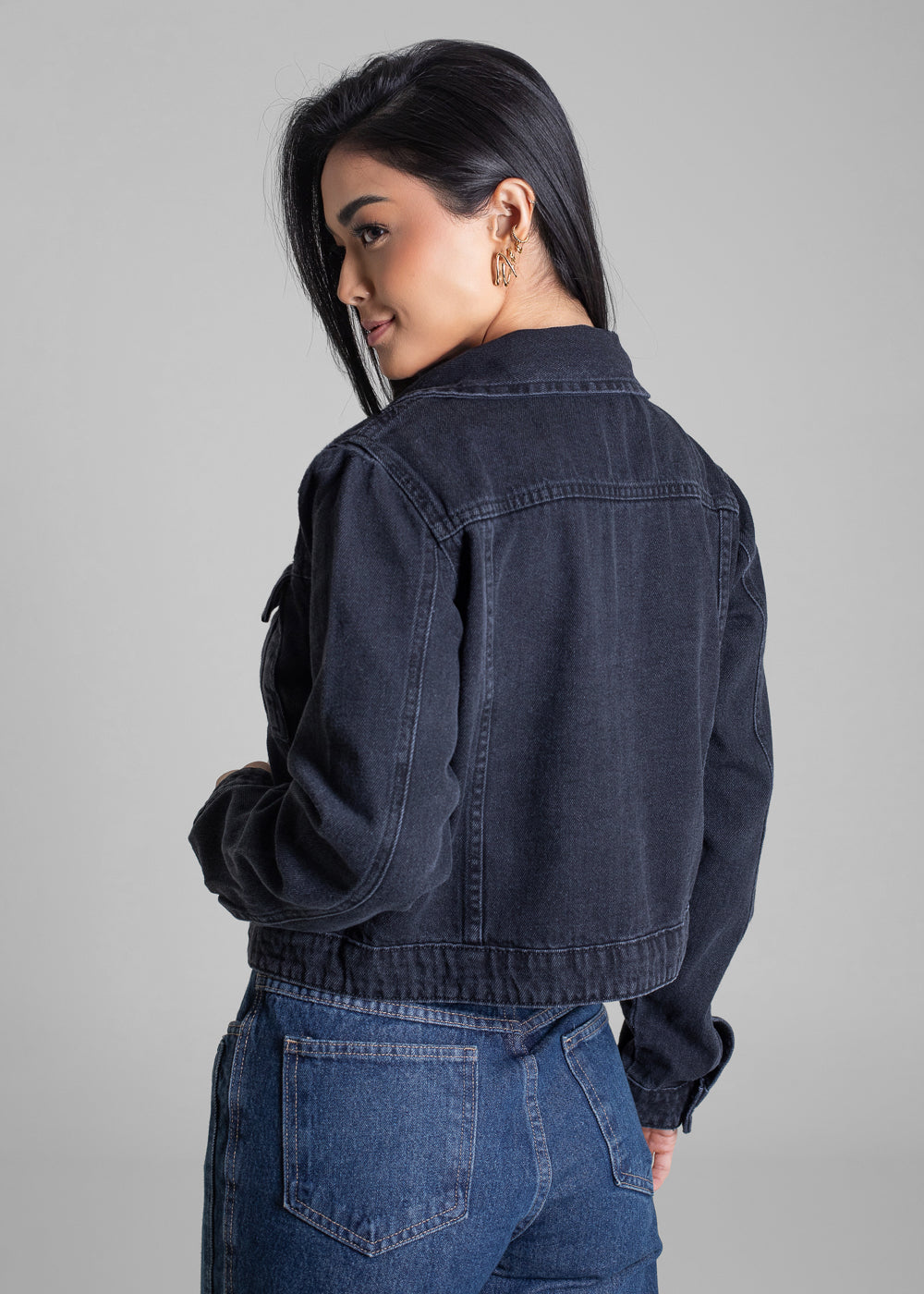 Jaqueta Jeans Sawary - 283256 PRETO