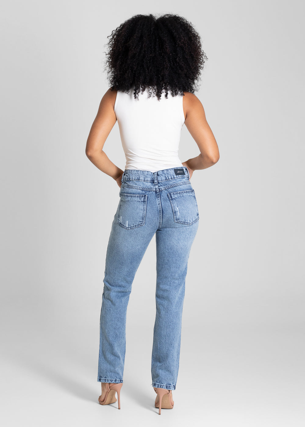 Calça Jeans Sawary Reta Brilho - 283265 AZUL