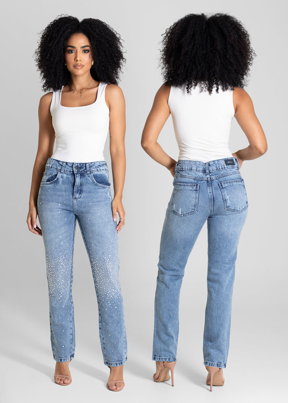 Calça Jeans Sawary Reta Brilho - 283265 AZUL