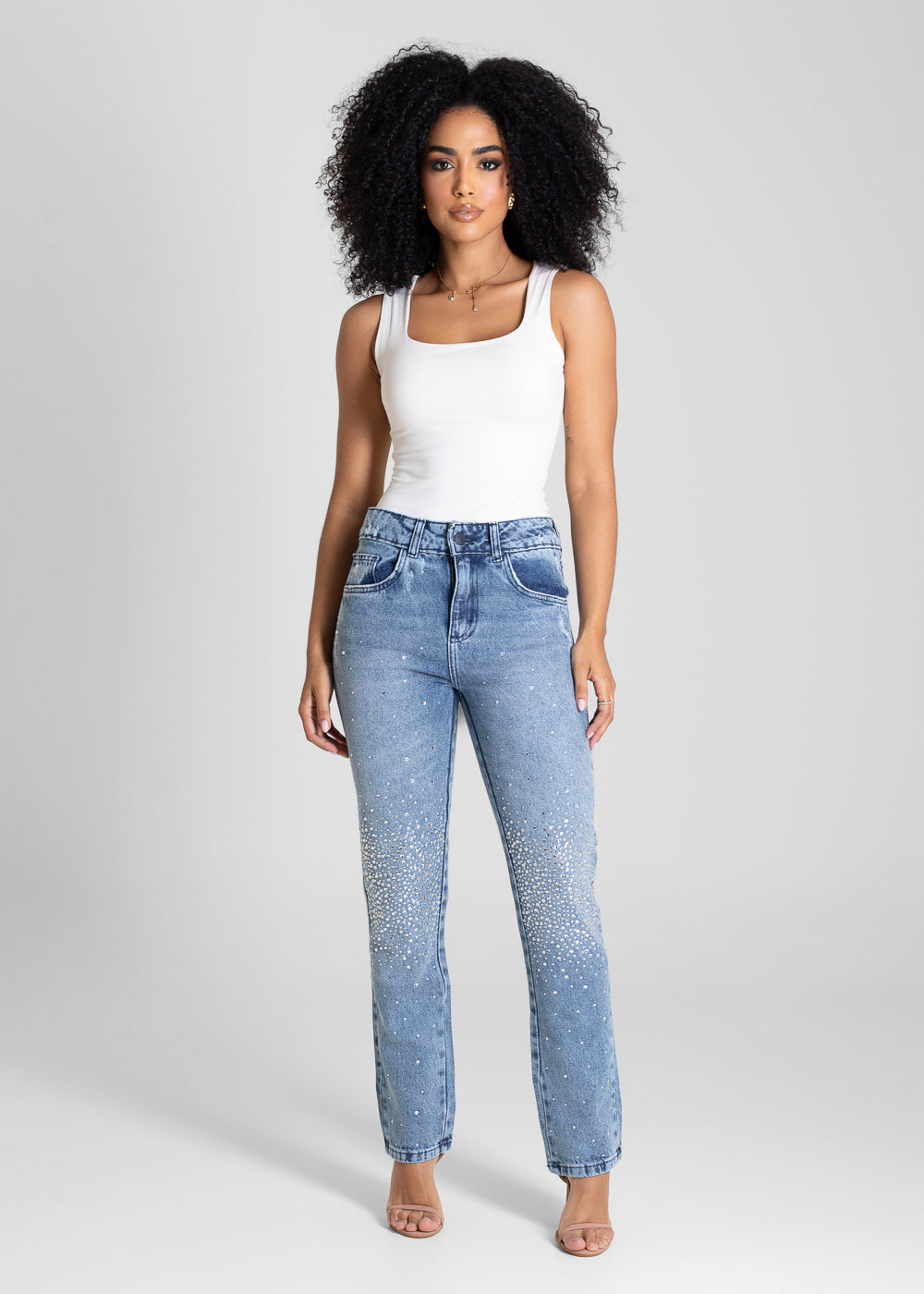 Calça Jeans Sawary Reta Brilho - 283265 AZUL