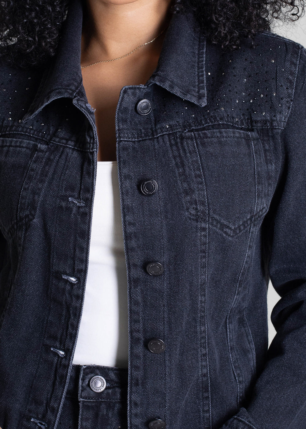 Jaqueta Jeans Sawary Brilho - 283282 PRETO