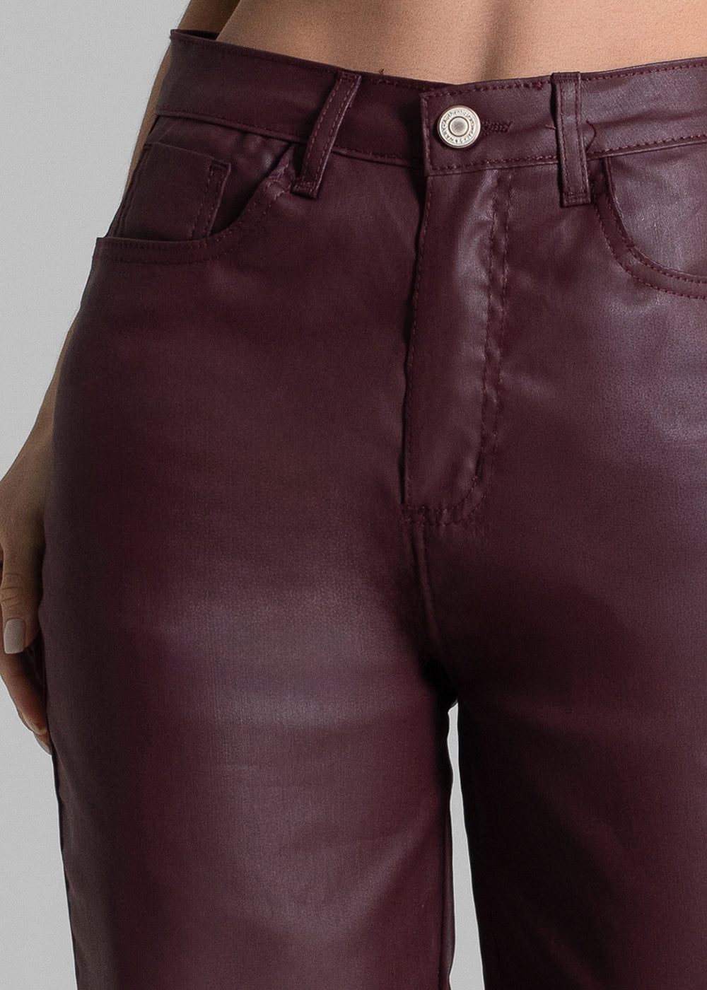 Calça Resinada Sawary Wide Leg Petit - 283291 VERMELHO ESCURO