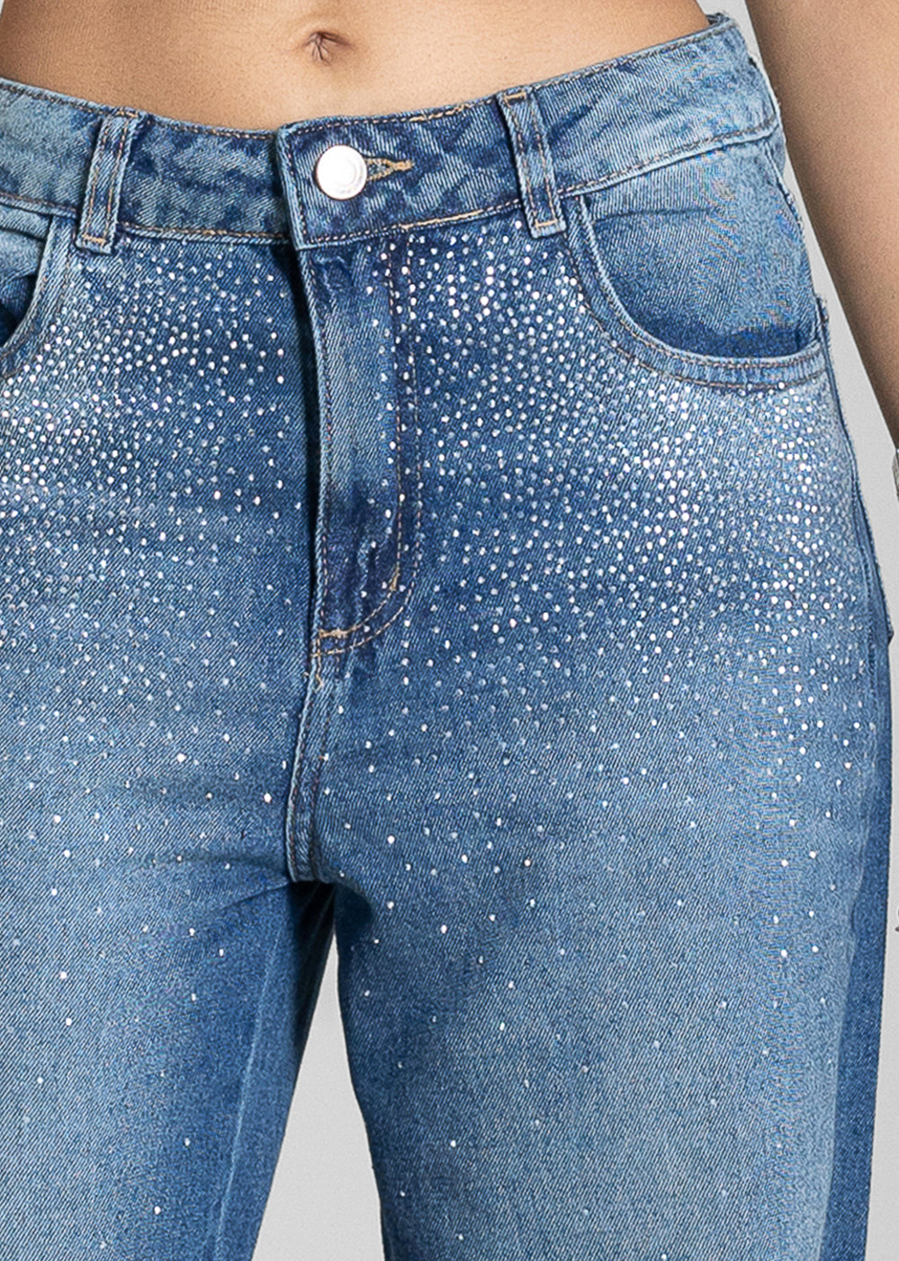Calça Jeans Sawary Wide Leg Petit Brilho - 283310 AZUL