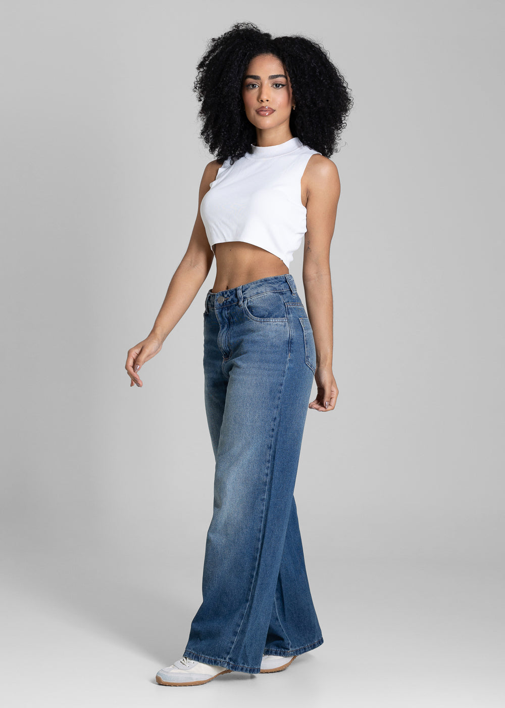 Calça Jeans Sawary Wide Leg Petit - 283340 AZUL