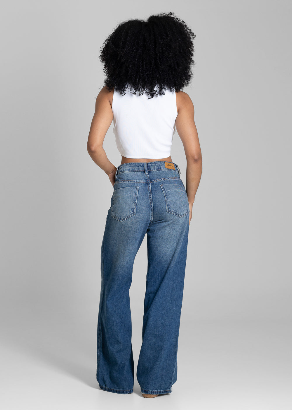 Calça Jeans Sawary Wide Leg Petit - 283340 AZUL