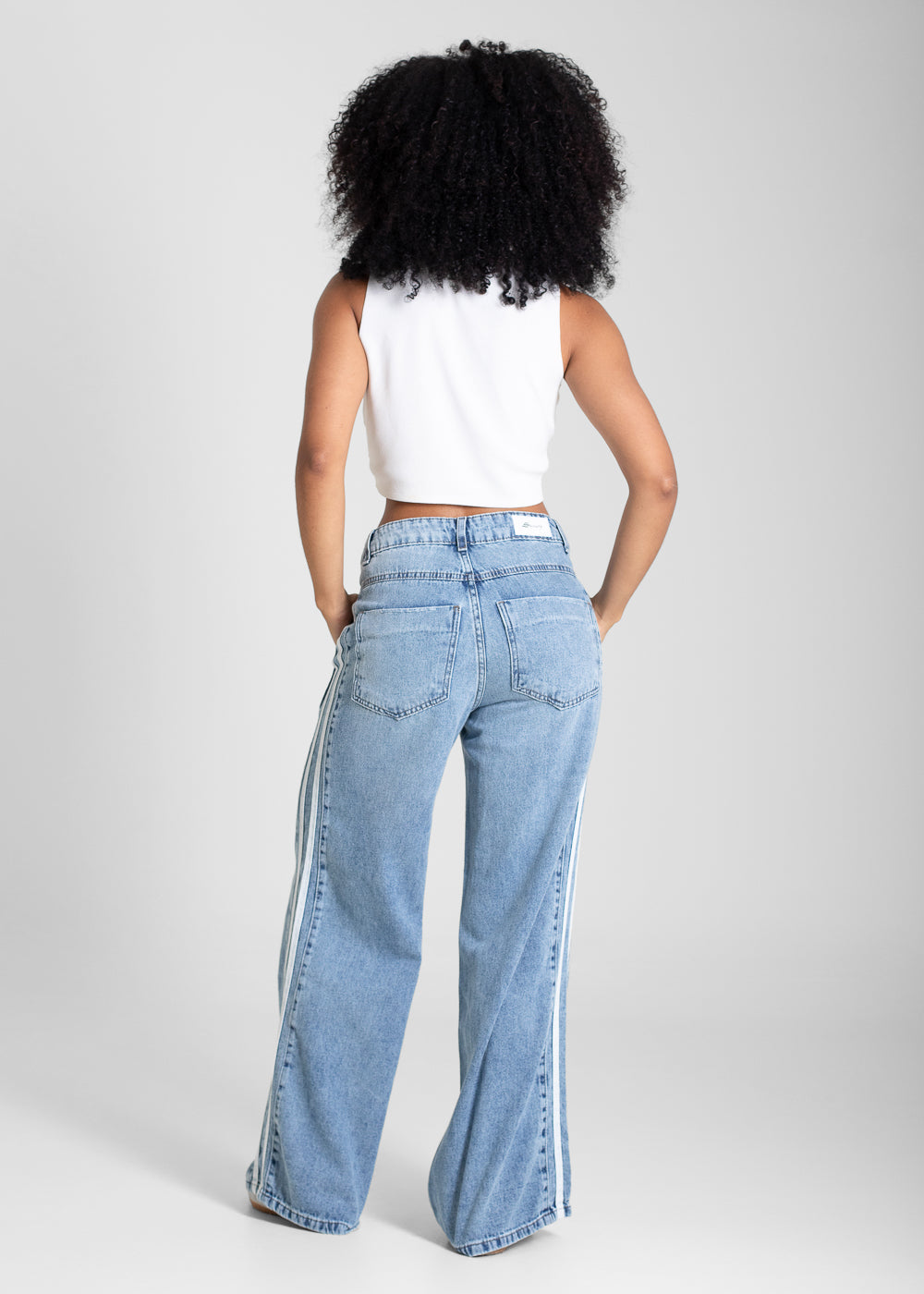Calça Jeans Sawary Wide Leg Petit Listras - 283351 AZUL