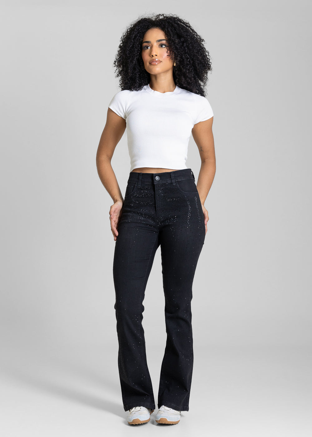 Calça Sarja Sawary Boot Cut Petit Brilho - 283365 PRETO