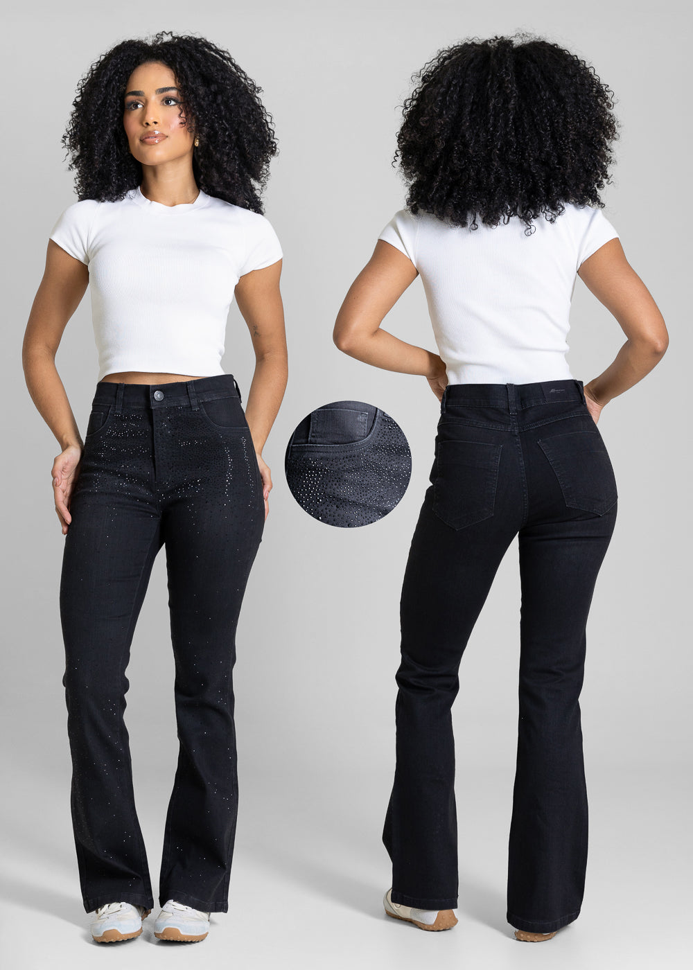 Calça Sarja Sawary Boot Cut Petit Brilho - 283365 PRETO