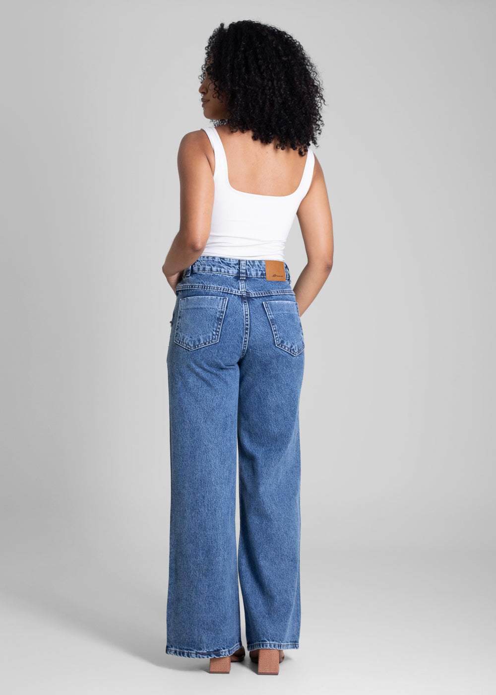 Calça Jeans Sawary Wide Leg Strass - 283415 AZUL