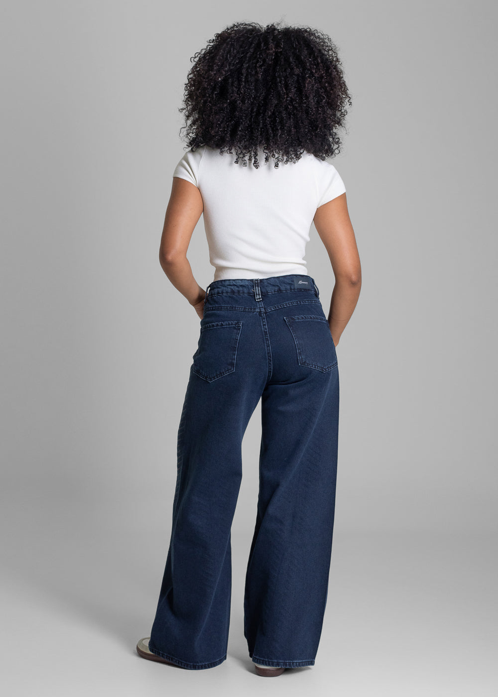 Calça Jeans Sawary Wide Leg Petit Brilho - 283430 PRETO
