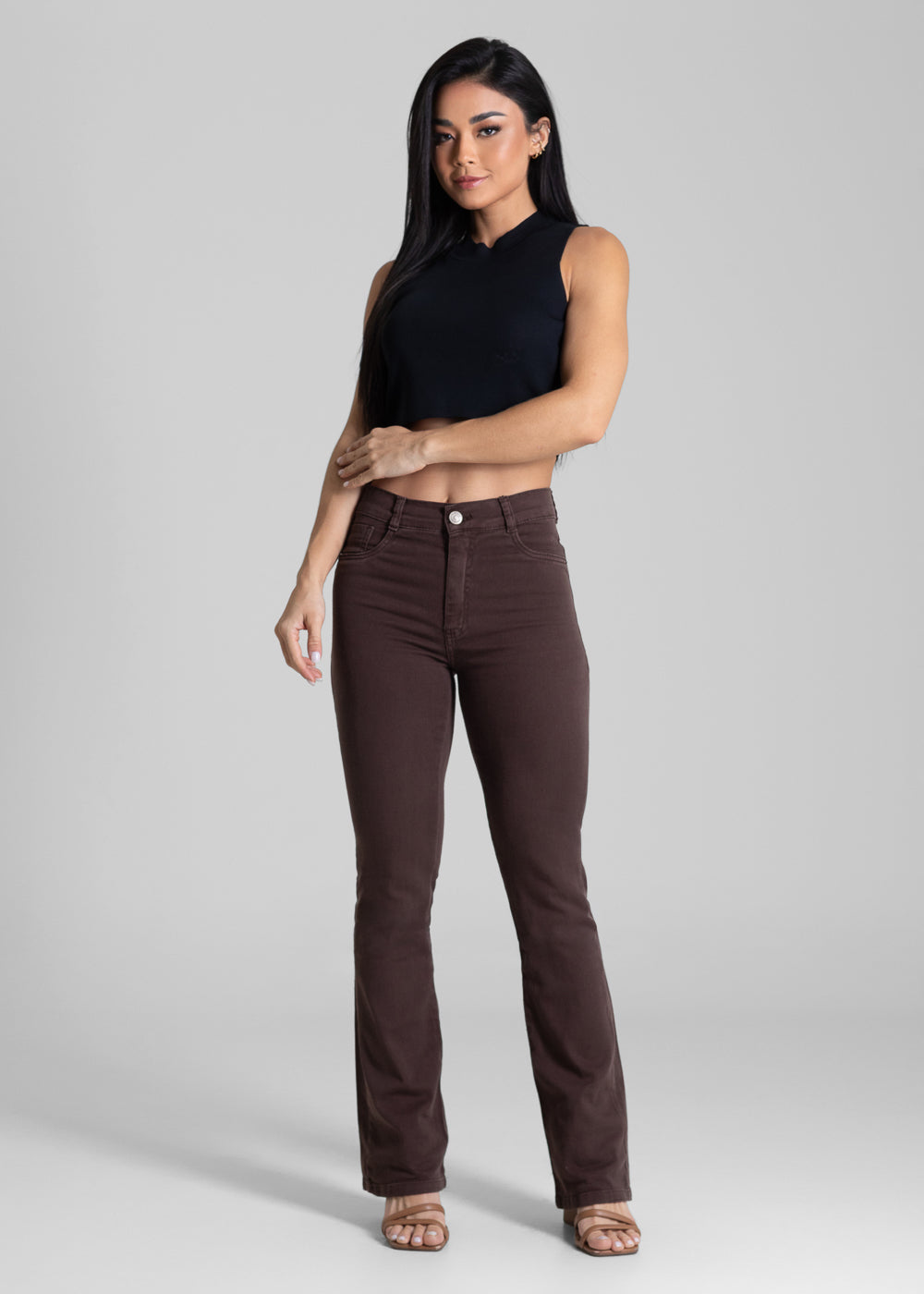Calça Sarja Sawary Boot Cut - 283442 MARROM