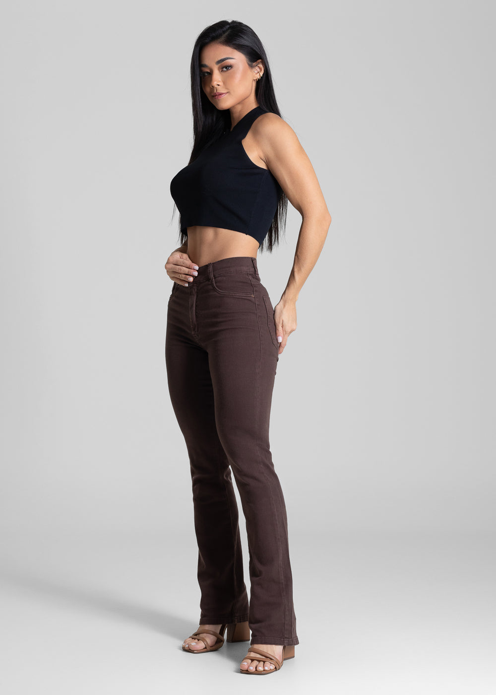 Calça Sarja Sawary Boot Cut - 283442 MARROM