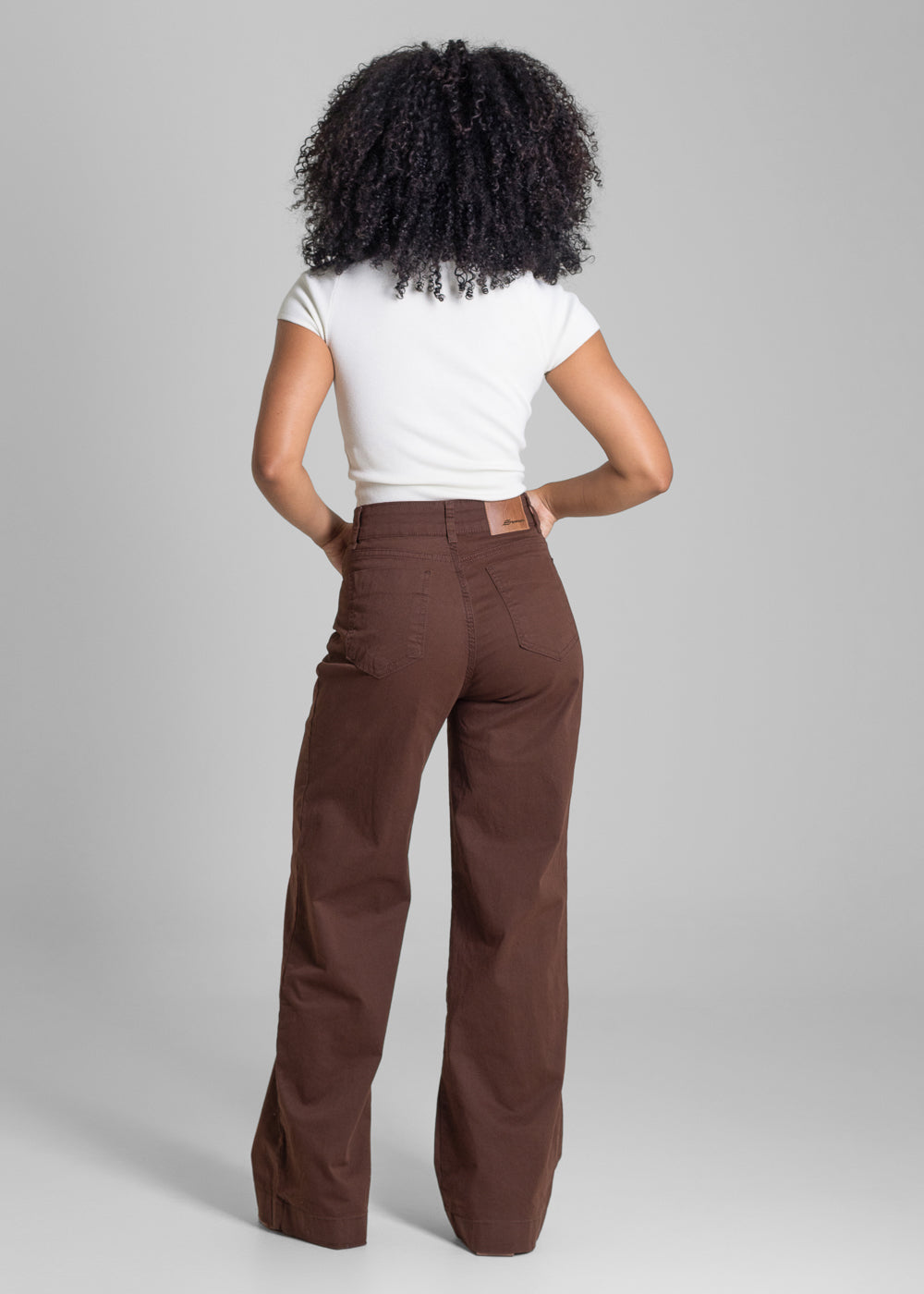 Calça Sarja Sawary Wide Leg - 283445 MARROM