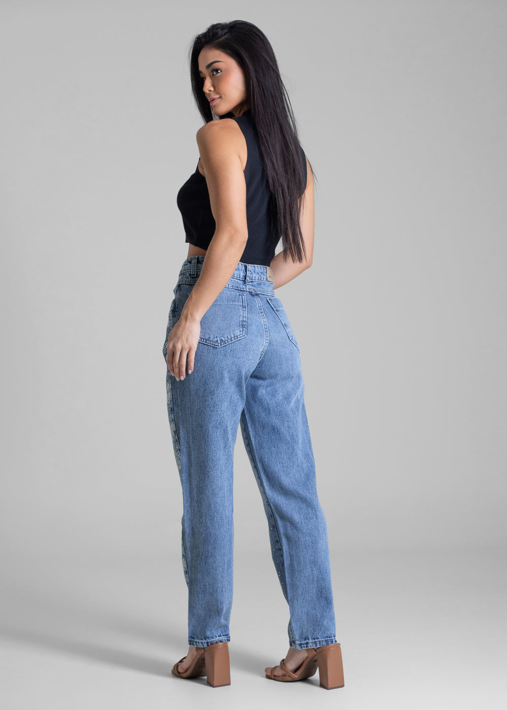 Calça Jeans Sawary Reta Brilho -283446 AZUL