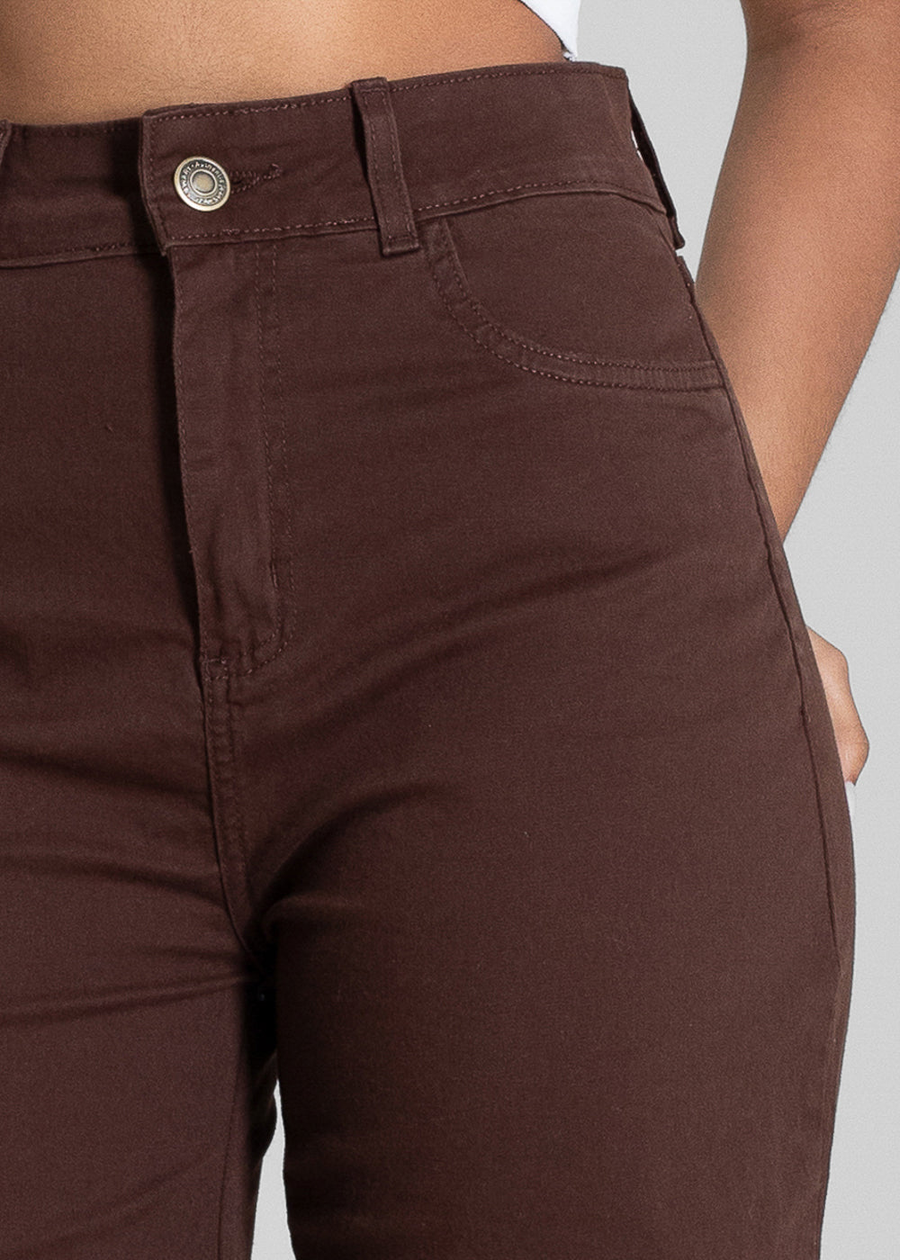 Calça Sarja Sawary Wide Leg - 283449 MARROM