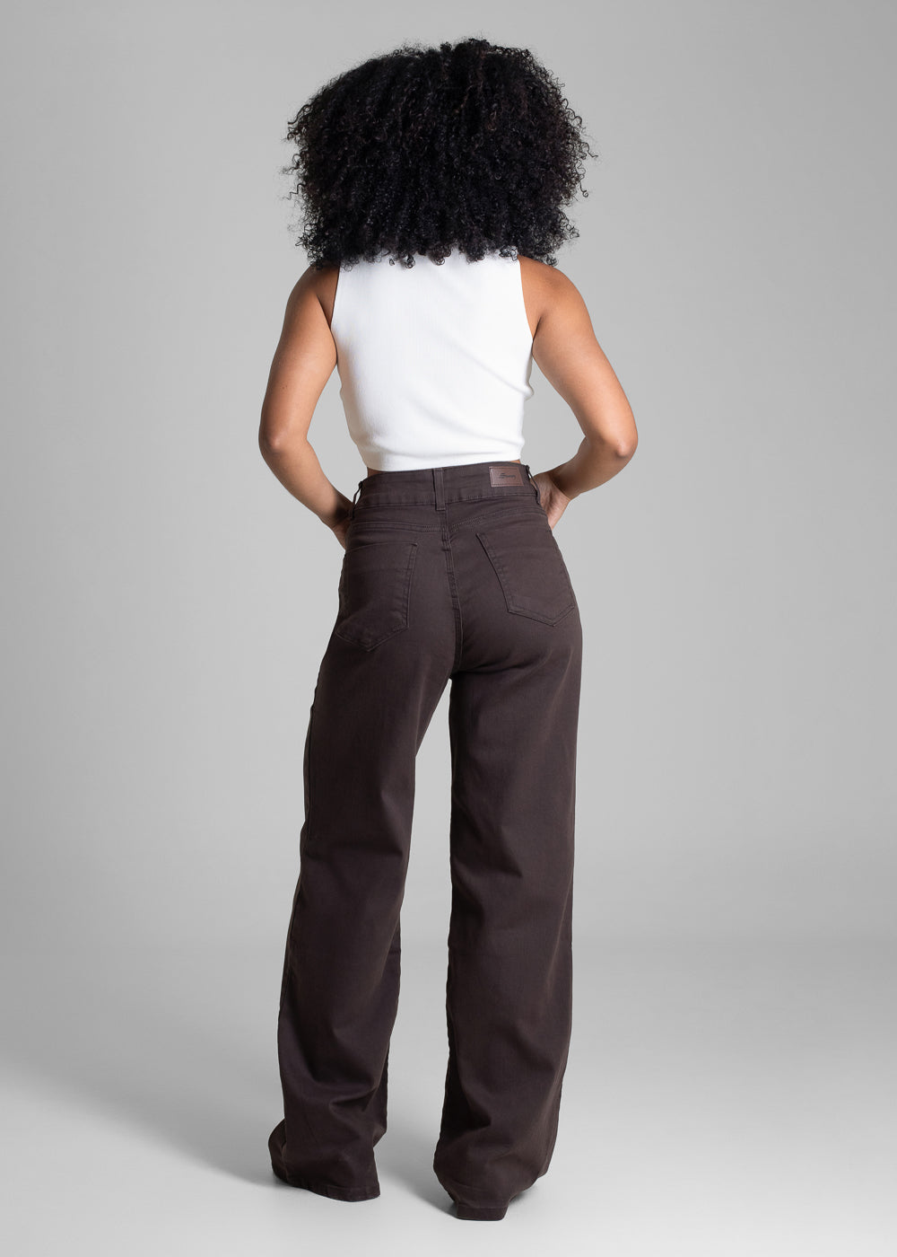 Calça Sarja Sawary Wide Leg - 283450 MARROM