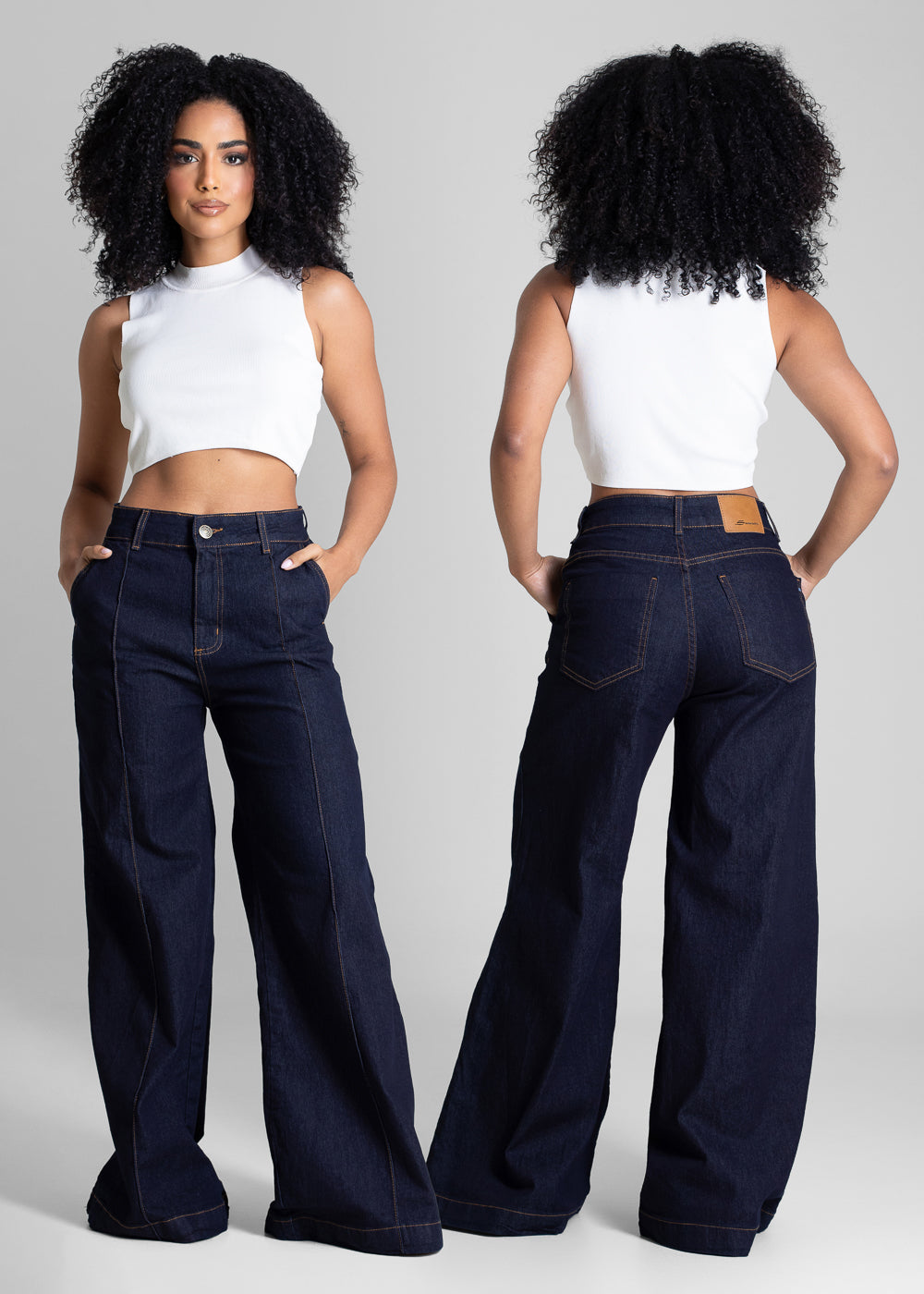 Calça Jeans Sawary Super Wide Leg Petit -283461 AZUL