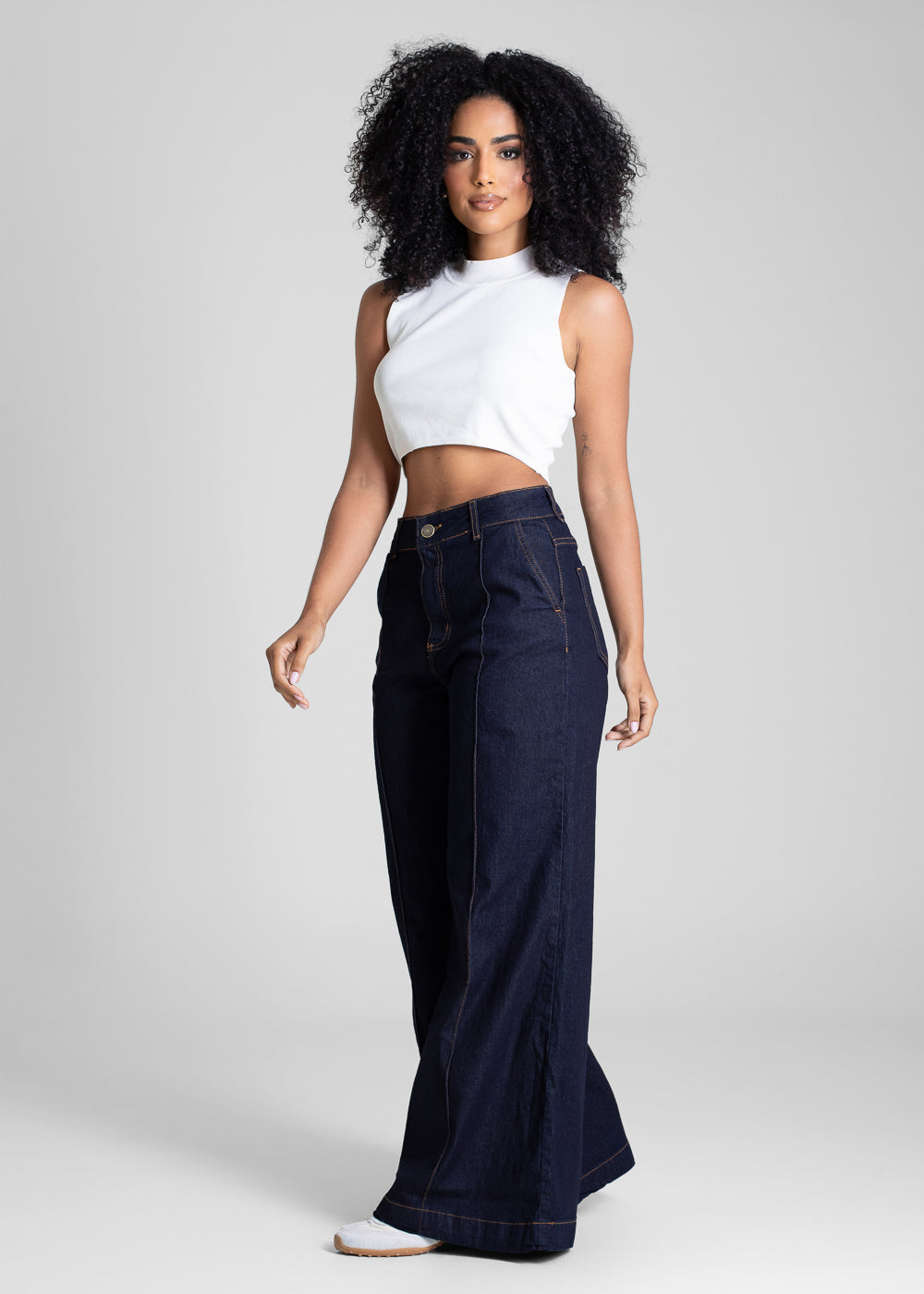 Calça Jeans Sawary Super Wide Leg Petit -283461 AZUL