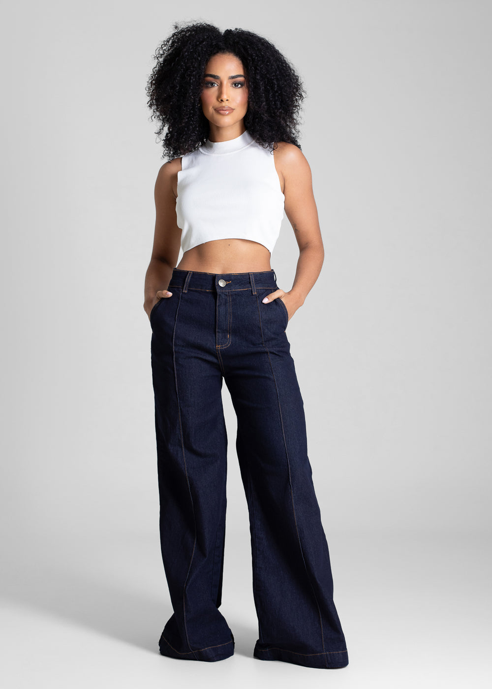 Calça Jeans Sawary Super Wide Leg Petit -283461 AZUL