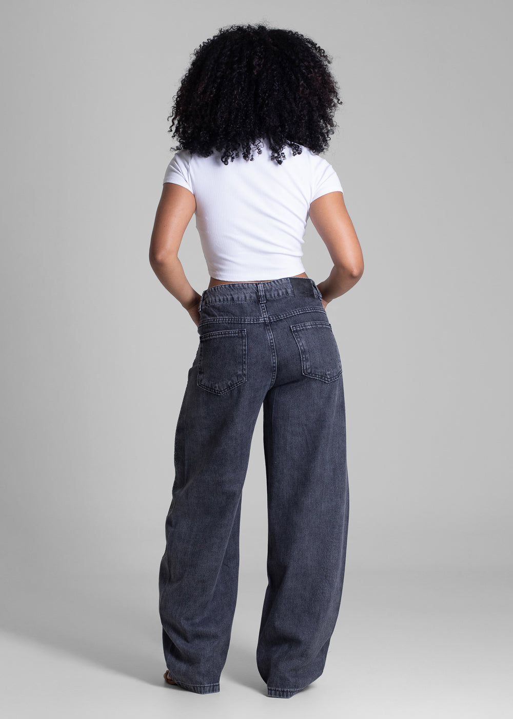 Calça Jeans Sawary Barrel Brilho - 283462 PRETO