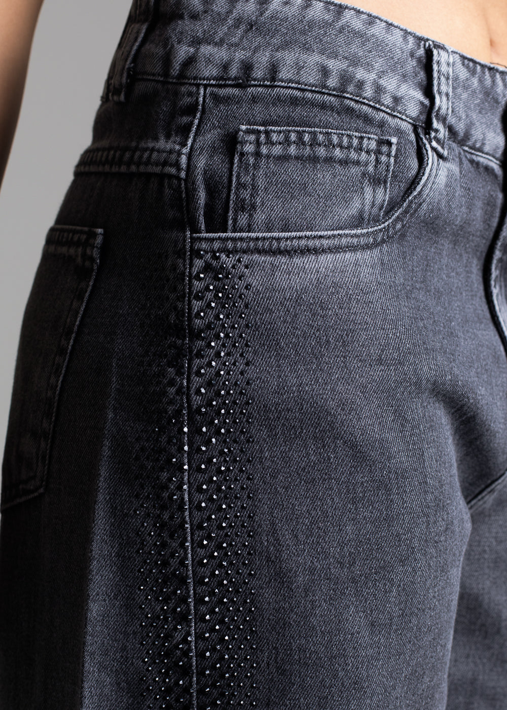 Calça Jeans Sawary Barrel Brilho - 283462 PRETO