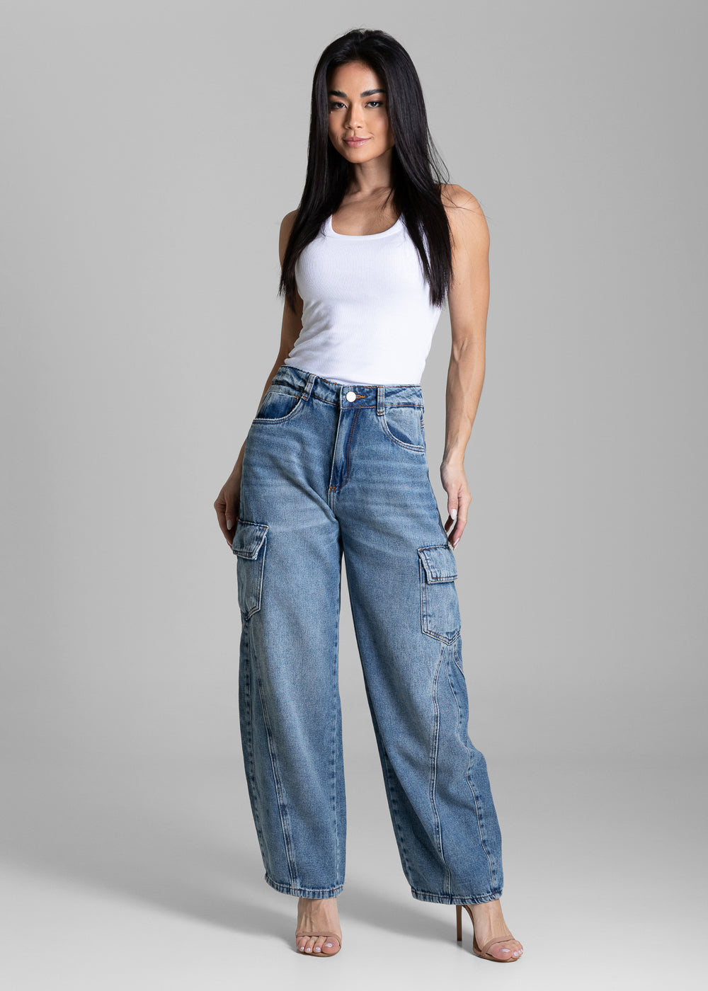 Calça Jeans Sawary Balloon Cargo - 283488 AZUL