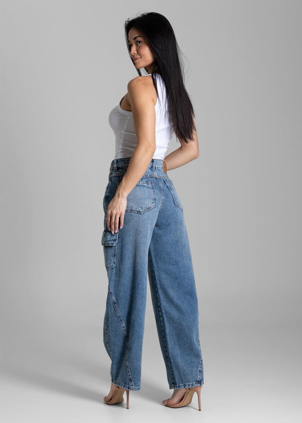 Calça Jeans Sawary Balloon Cargo - 283488 AZUL