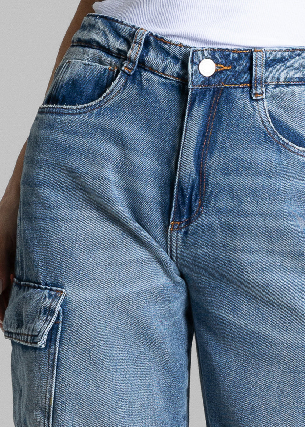 Calça Jeans Sawary Balloon Cargo - 283488 AZUL