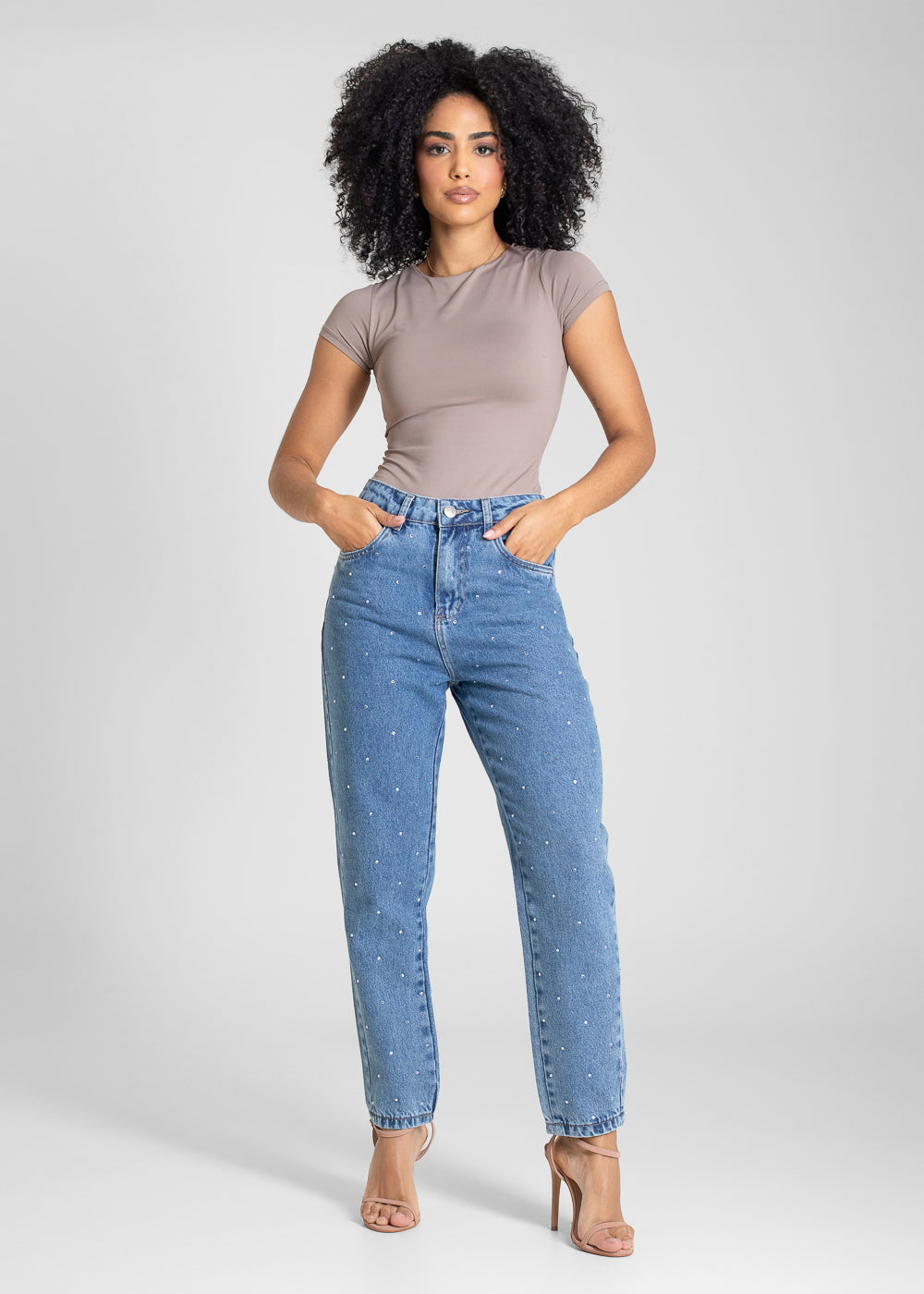 Calça Jeans Sawary Mom Brilho - 283505 AZUL