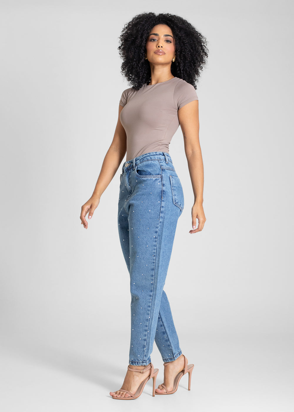 Calça Jeans Sawary Mom Brilho - 283505 AZUL