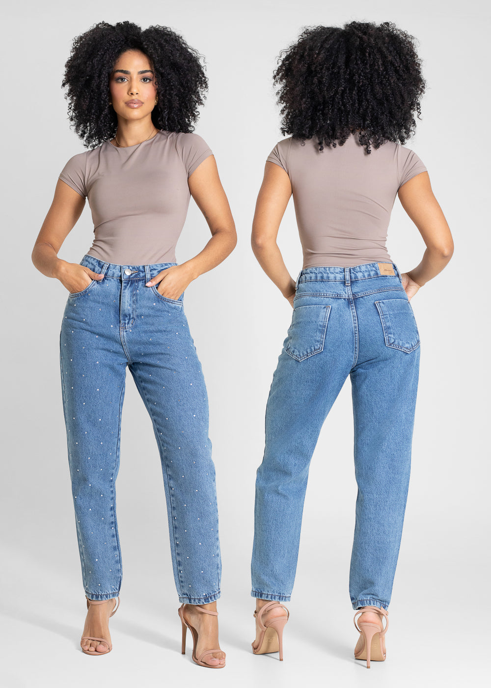 Calça Jeans Sawary Mom Brilho - 283505 AZUL