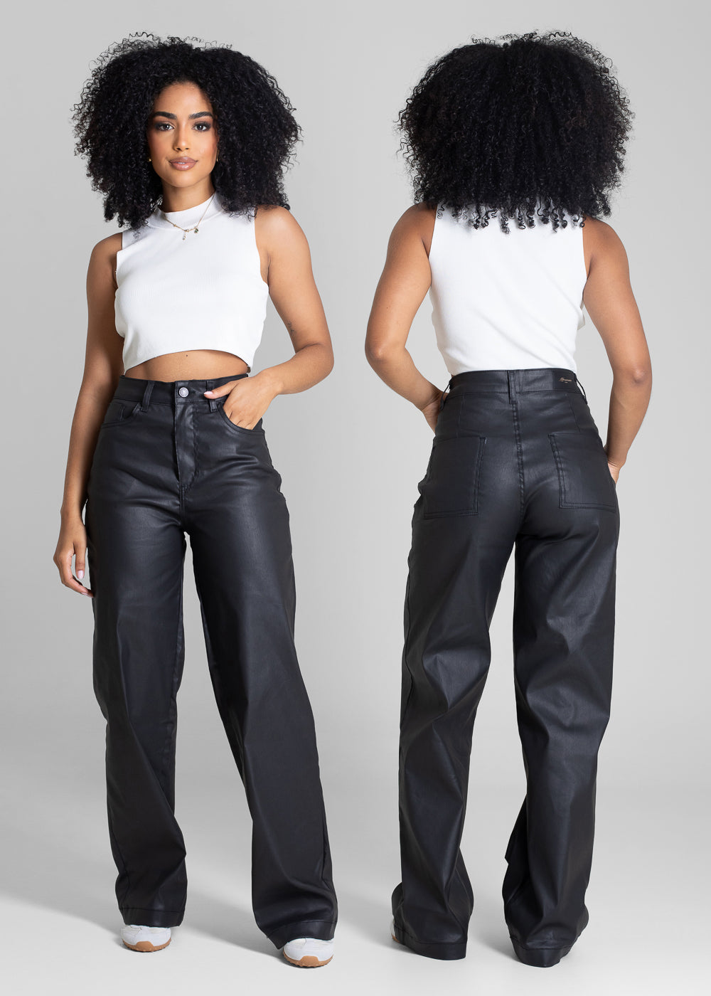 Calça Resinada Sawary Wide Leg Petit - 283518 PRETO