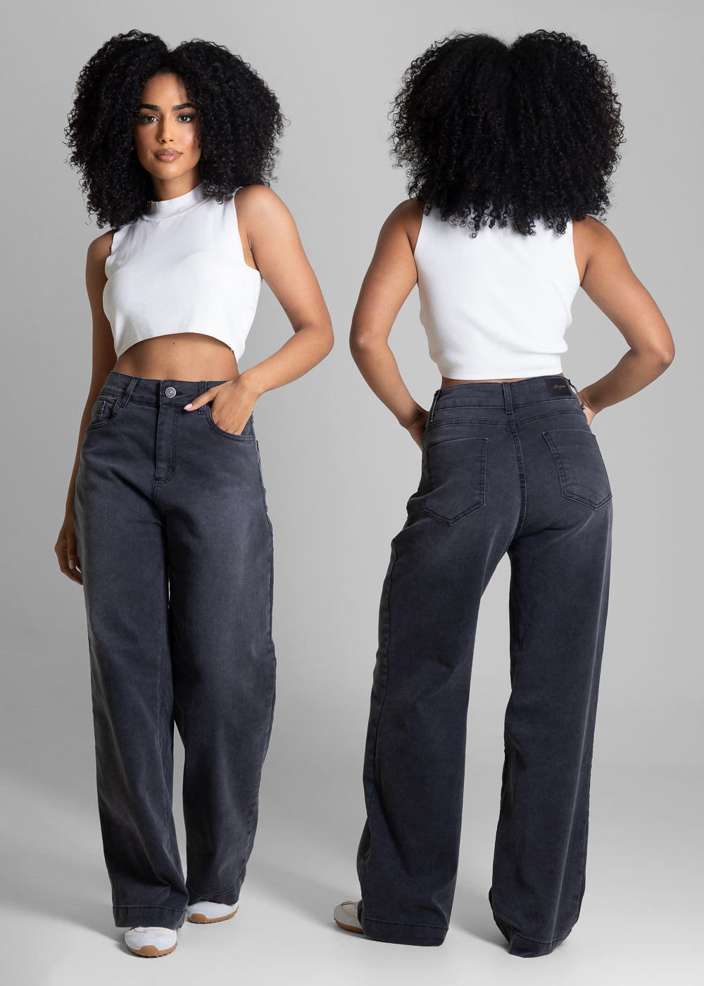 Calça Jeans Sawary Wide Leg Petit - 283519 PRETO