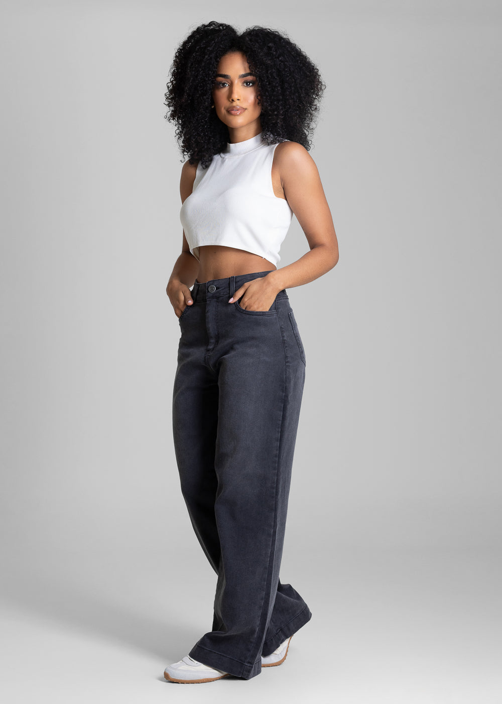 Calça Jeans Sawary Wide Leg Petit - 283519 PRETO