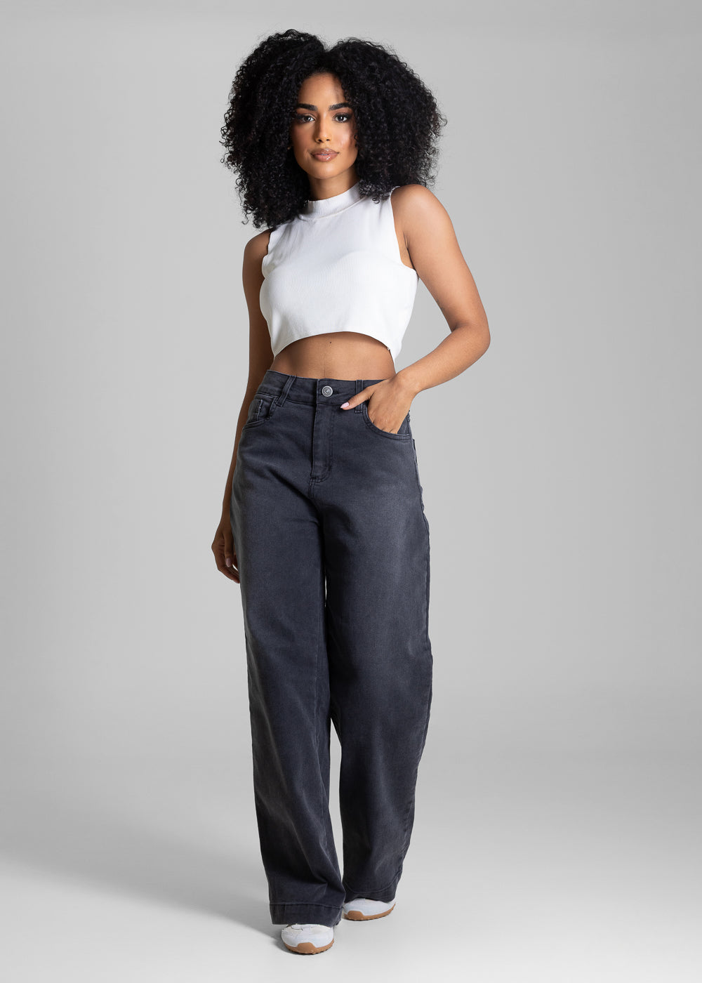 Calça Jeans Sawary Wide Leg Petit - 283519 PRETO