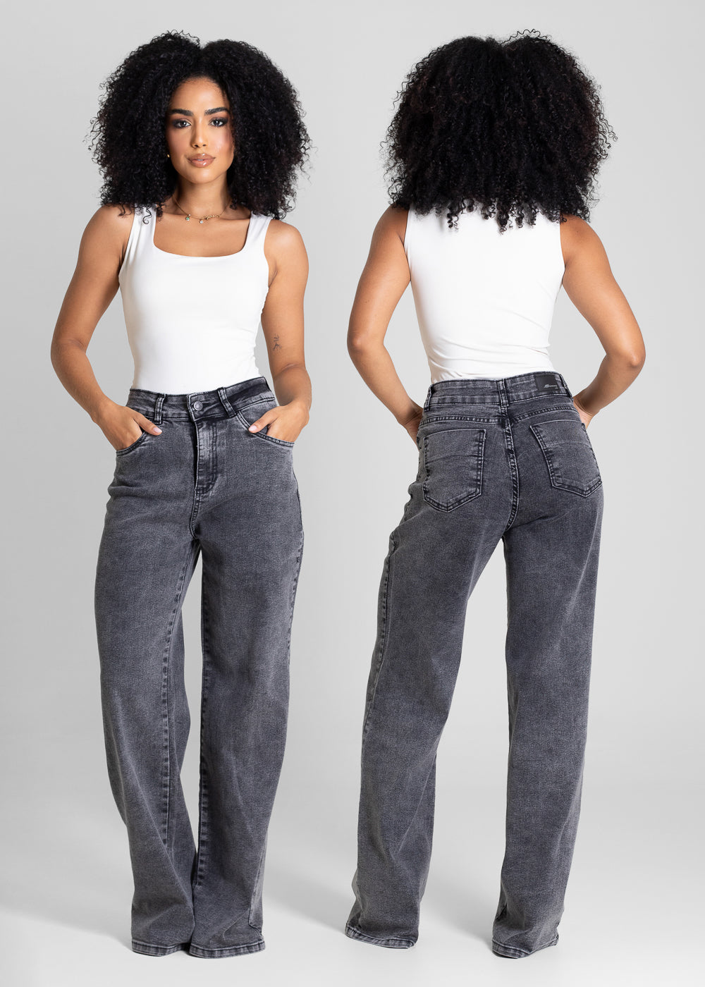 Calça Jeans Sawary Wide Leg - 283520 PRETO