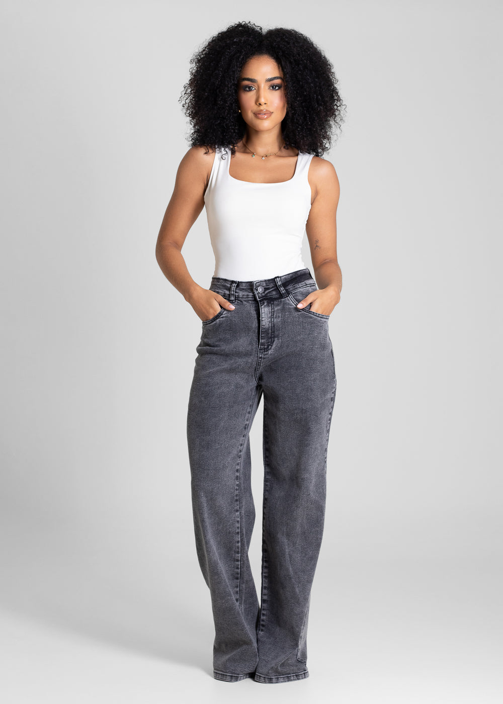 Calça Jeans Sawary Wide Leg - 283520 PRETO