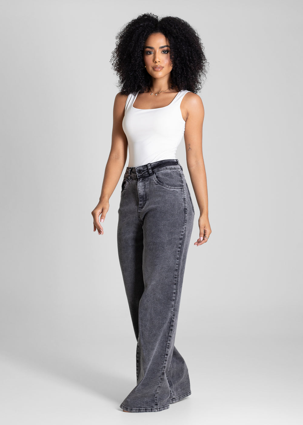 Calça Jeans Sawary Wide Leg - 283520 PRETO