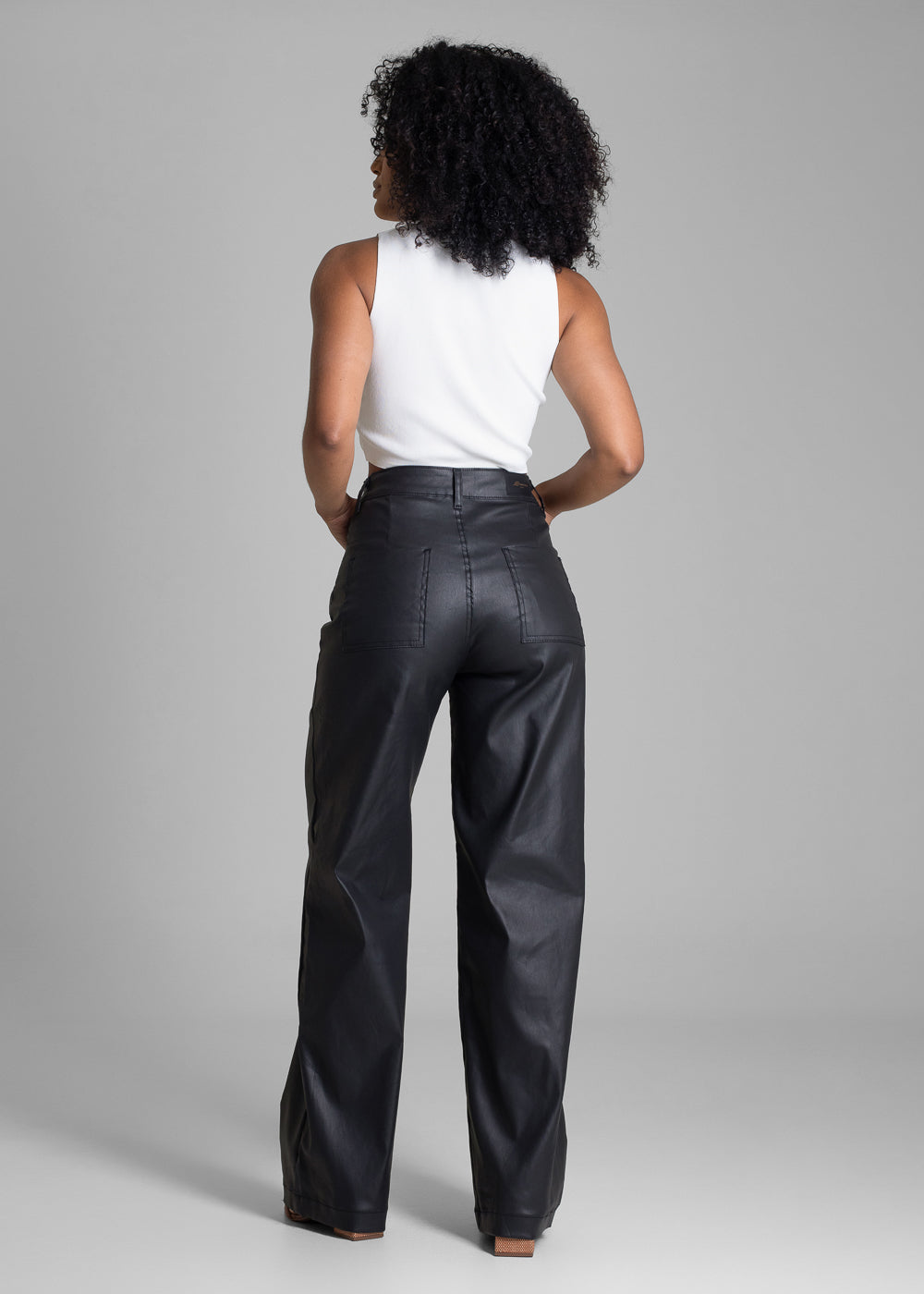Calça Resinada Sawary Wide Leg -283521 PRETO
