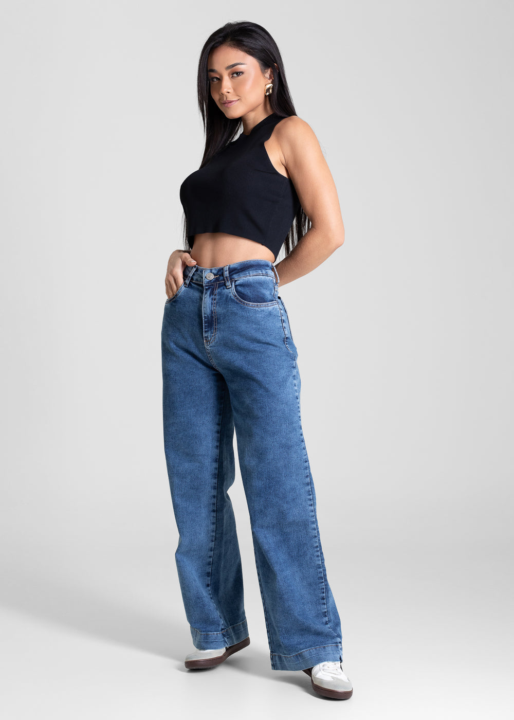 Calça Jeans Sawary Wide Leg Petit - 283525 AZUL