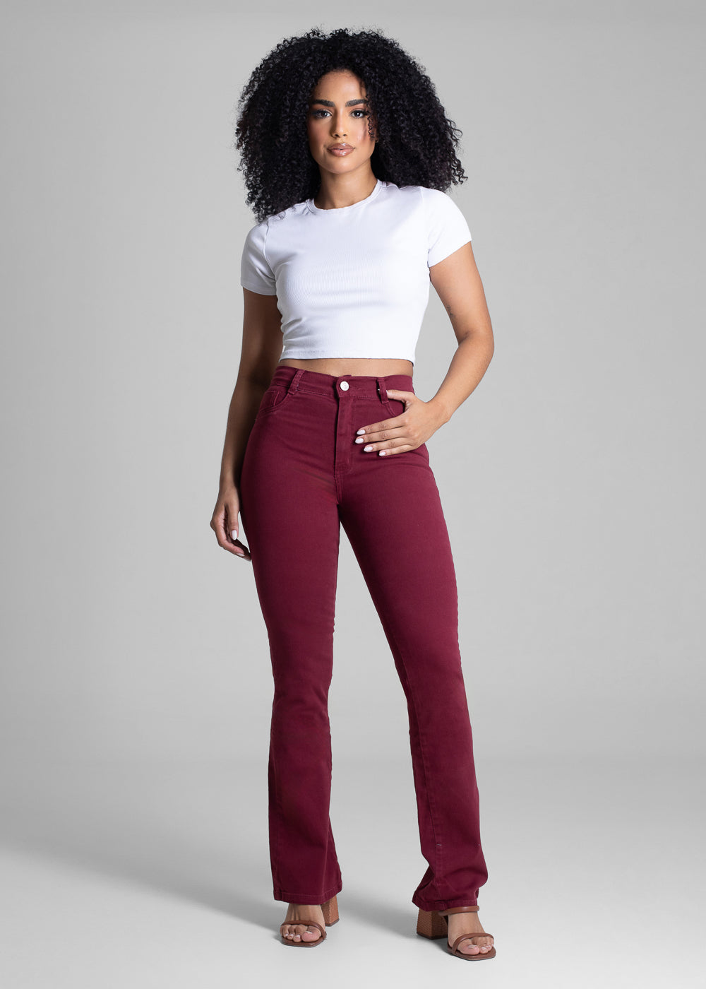 Calça Sarja Sawary Boot Cut - 283544 BORDO