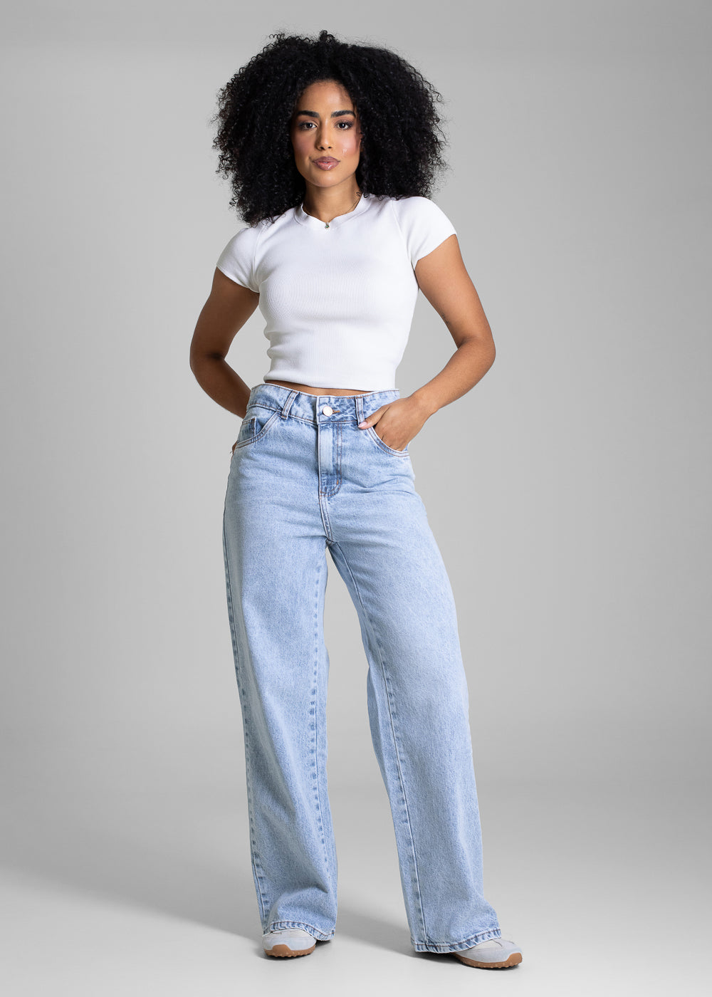 Calça Jeans Sawary Wide Leg Petit - 283569 AZUL