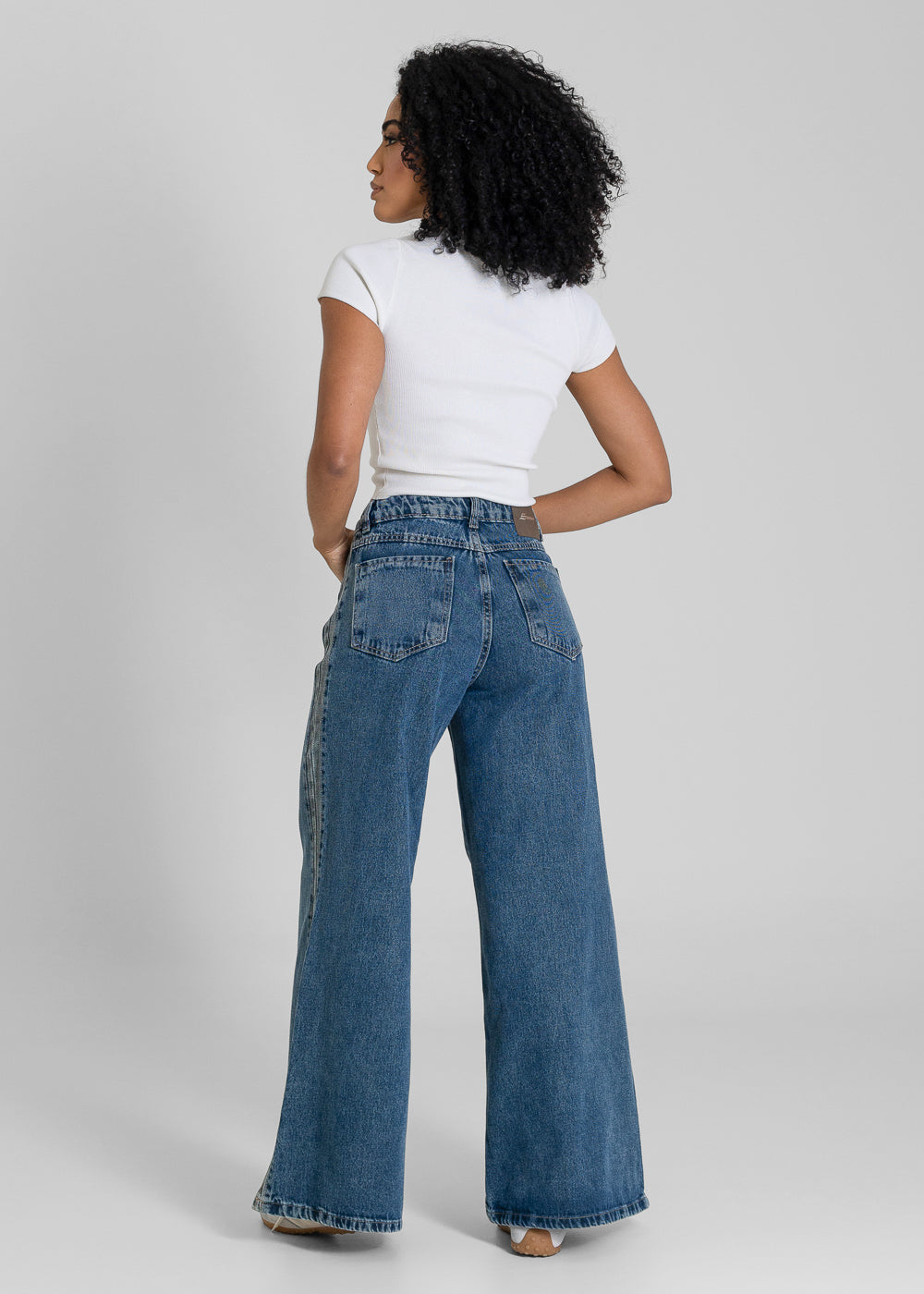 Calça Jeans Sawary Super Wide Leg Petit -283572 AZUL