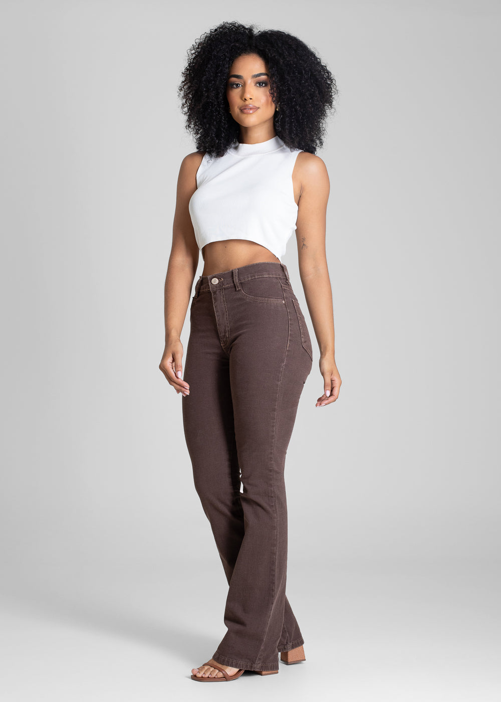 Calça Sarja Sawary Boot Cut - 283587 MARROM
