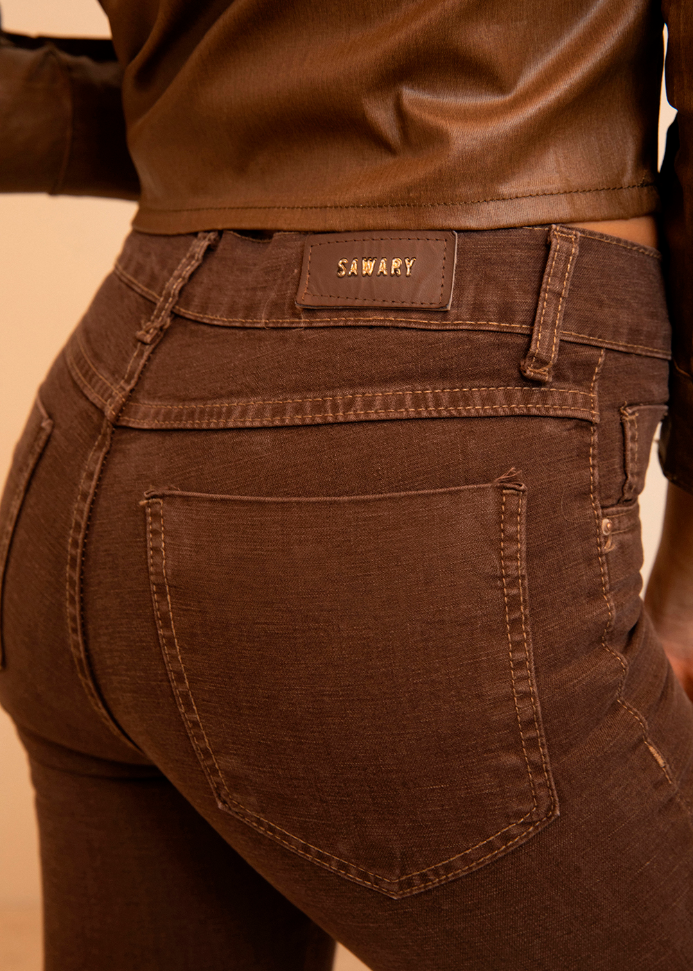 Calça Sarja Sawary Boot Cut - 283587 MARROM