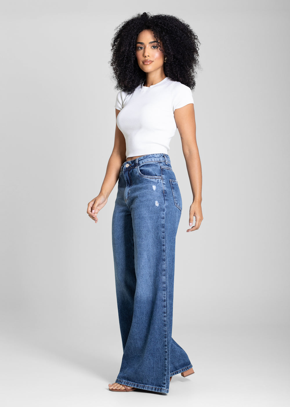 Calça Jeans Sawary Super Wide Leg - 283594 AZUL